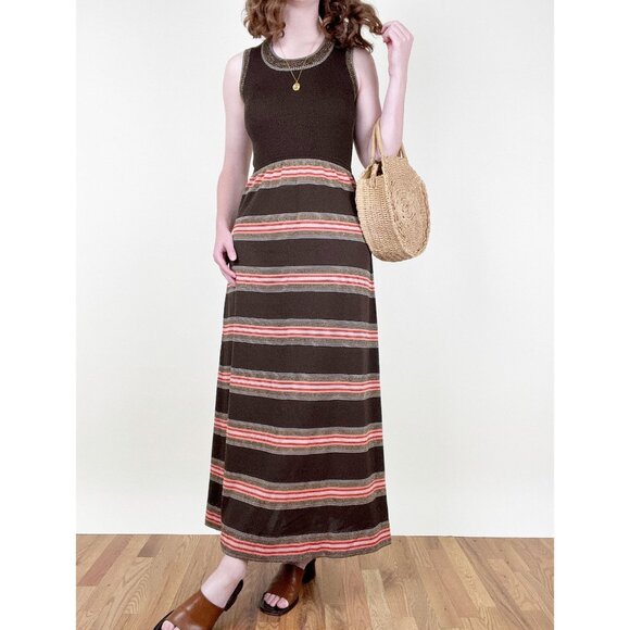 Vintage 70s European Knit Maxi Dress Quiet Luxury Luxe Old Money Italy High Rise - Picture 4 of 8